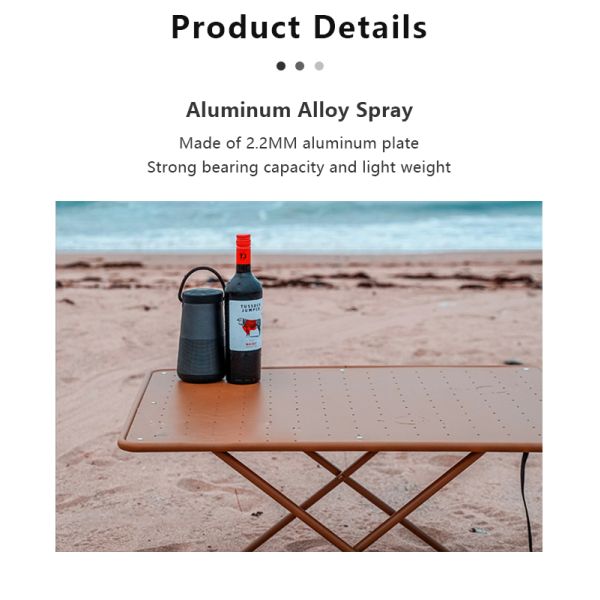 Mesa de camping portátil de aluminio 82x62cm plegable, carga 30kg