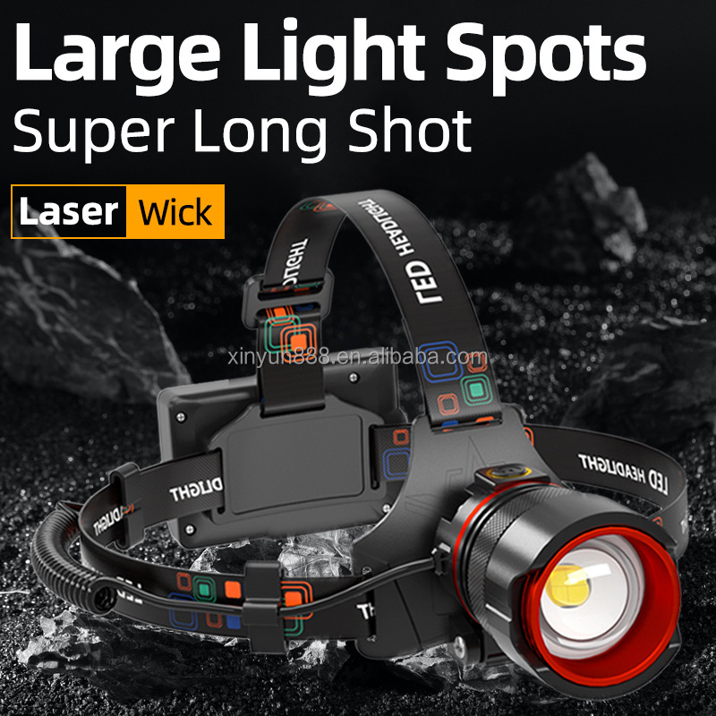 Cross-border Charging Outdoor Night Fishing Camping Hiking Emergency Lamp Induction Stretching Zoom Warning Strong Head Lamp