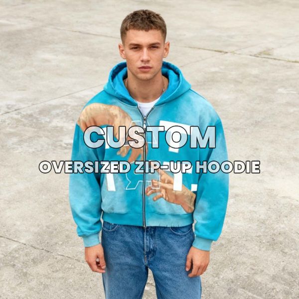 Custom Sunfaded Faded Distressed Zip up Heavyweight Hoodie for Men Streetwear Boxy Oversized Acid Wash Print Embroidery Hoodie