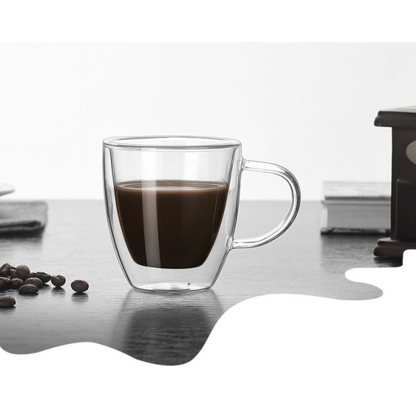 Изощренная чашка Хандмаде теплостойкой двойной стены стеклянная ищет кофе