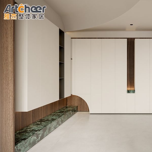 Modern Wall Mounted TV Cabinet with Fireplace Design White Lacquer Finish and Adjustable Height