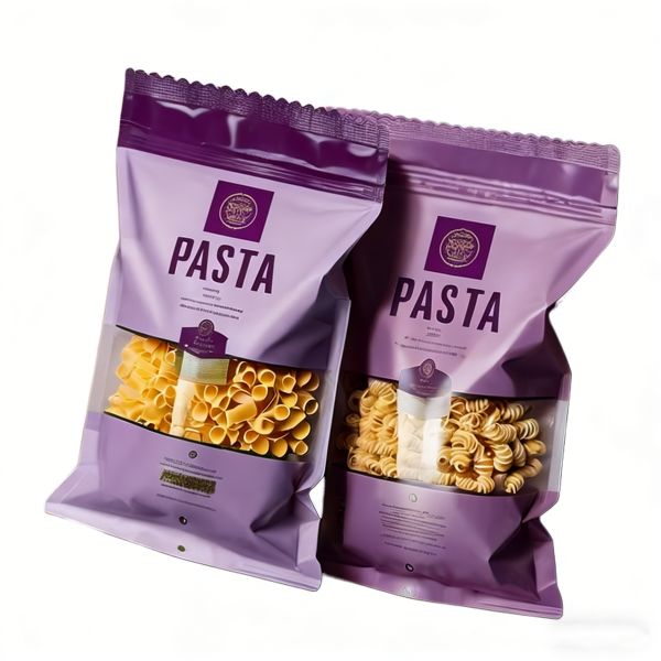 Custom Printed Food Grade PE Pasta Packaging Bags with Clear Window Moistureproof Resealable for Retail and Home Cooking