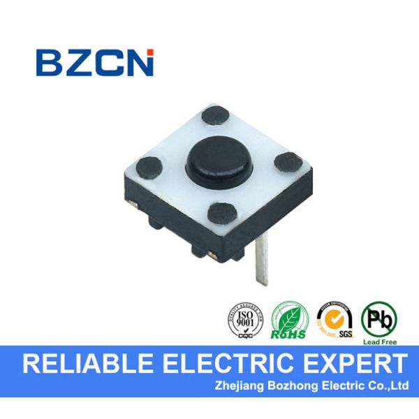 White Cover Black Push Button 12X12mm Tactile Switch 2 Pin Terminal Silent Switch