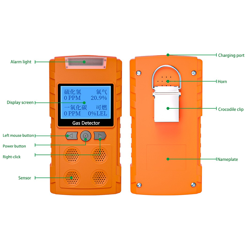 Voice-Prompt Multi-Gas Detector ONETEST-G40 4-in-1 Combustible O2 H2S CO Monitor with Bilingual Alarm Explosion-Proof