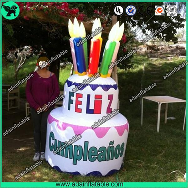 2m White Promotional Custom Inflatable Products Giant Cake Party / Birthday Decoration