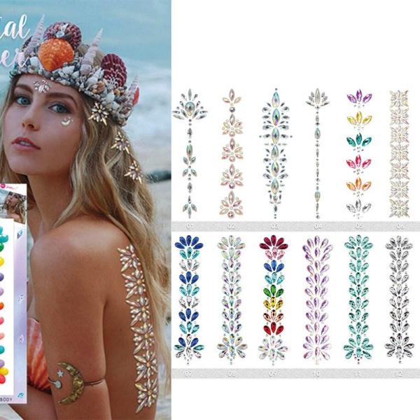 Delicate Self Adhesive Rhinestone Stickers Face Bling Stickers Skin Friendly