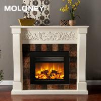 Faux rondin LED de cadre de cheminée en bois électrique plate de mantel avec l'insertion à télécommande 34