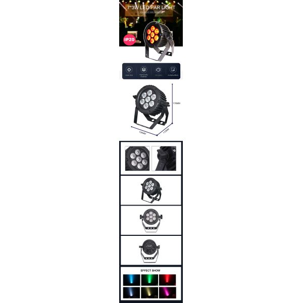 7 светодиодов 22W Led Par Stage RGB Дискотека Dmx512 Световая сцена для вечеринки DJ