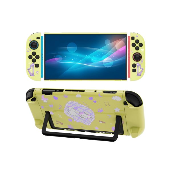 Pastel Yellow Macaron Split Case for Switch 2 & PC - Cute Cartoon Girl Detachable Protective Shell