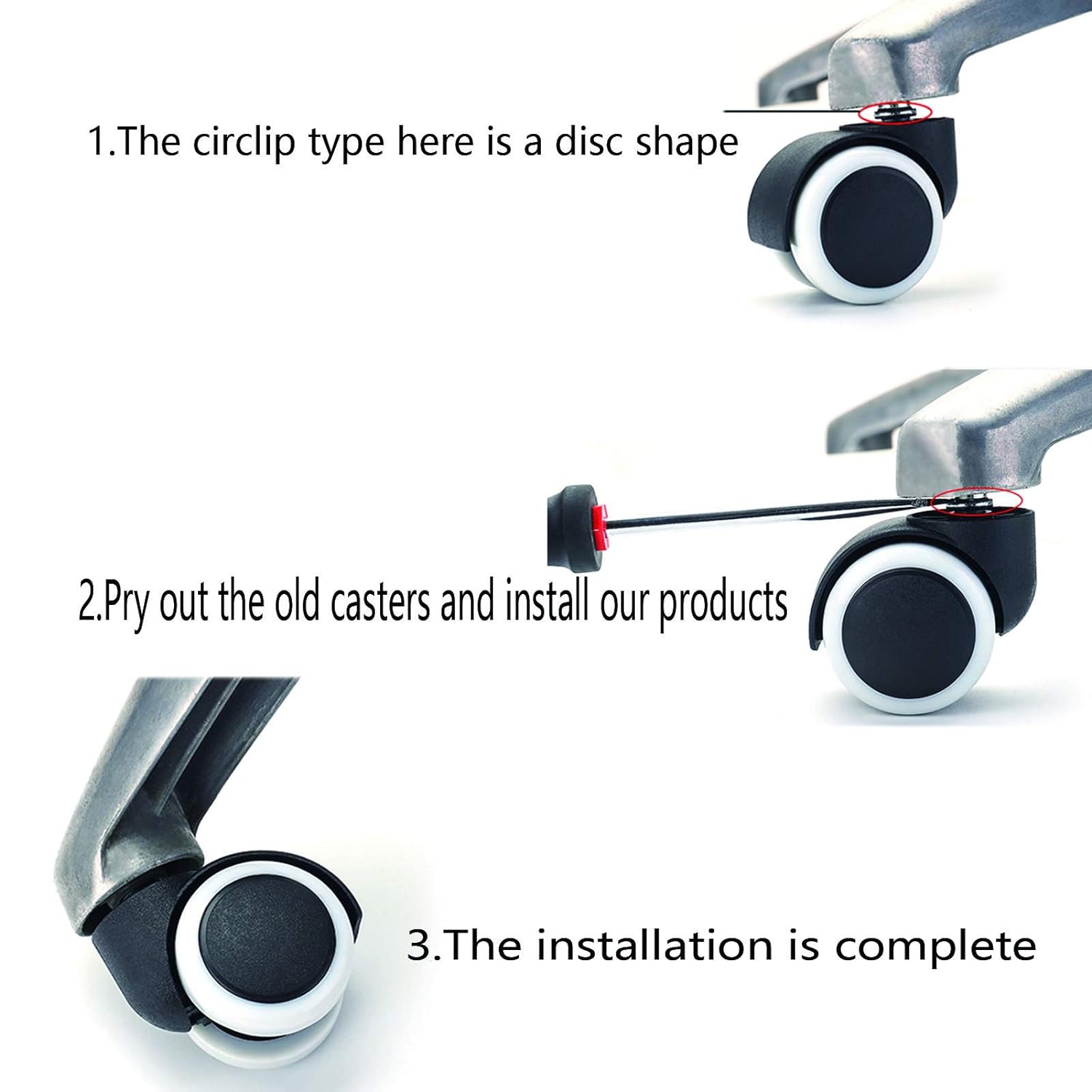 Ruedas de ruedas de sillas de oficina de diseño eficiente con capacidad de 40 kg