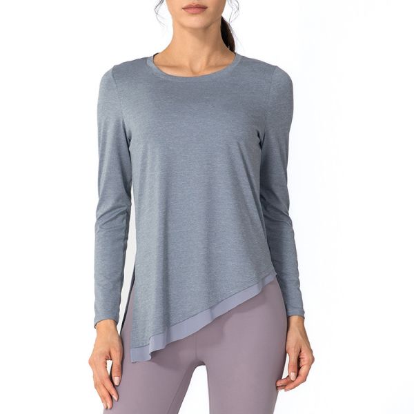 Orange Nude Yoga Long Sleeve Top Women'S Irregular Breathable Sports T - Shirt
