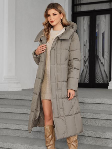 Washable Ankle Length Down Coat Duvet Extra Long Puffer Coat Womens