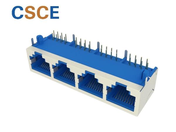Customized Color RJ45 Gigabit Ethernet , RJ45 Modular Jack 1 * 4 Port UL Certification