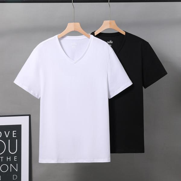 V Neck Collar Cotton Children T Shirts Summer Knitted 180gsm
