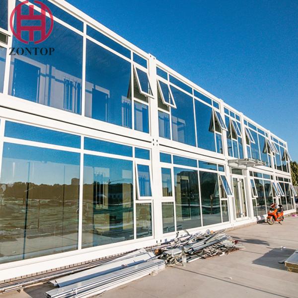 Zontop portable easy assemble glass curtain office prefabricated houses shipping container prefab steel homes