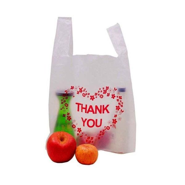 White Recyclable Plastic Bag Disposable Plastic Vest Carrier Bags For Takeaway Food Packaging
