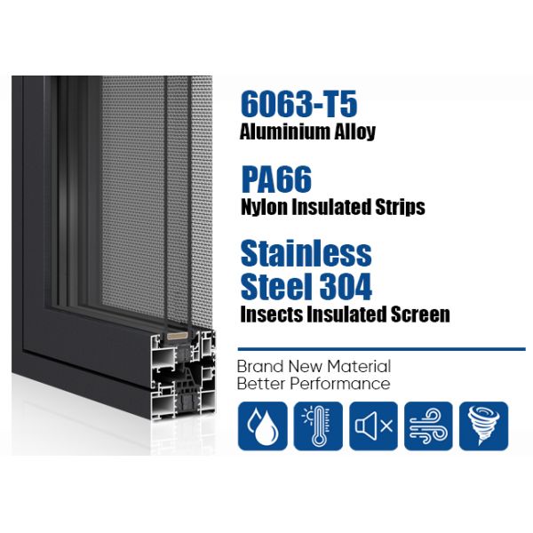 Energy Saving Thermal Insulation Aluminium Tilt And Turn Windows Multi Functions