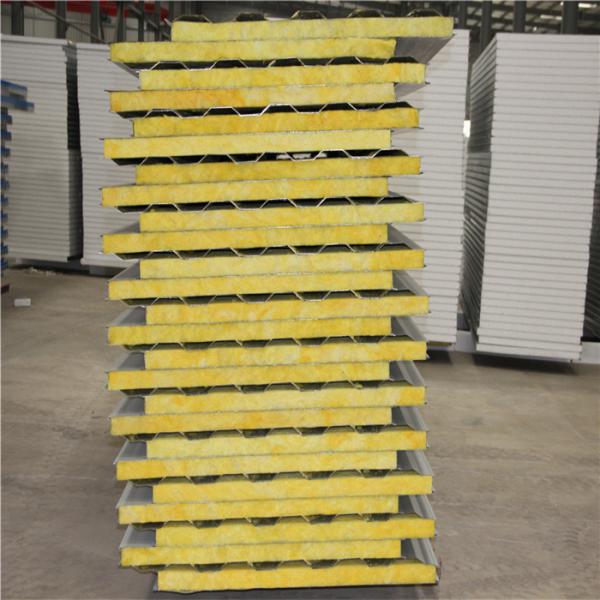 galvanized exterior wall cladding material glass wool sandwich panel with 0.6mm steel sheet up