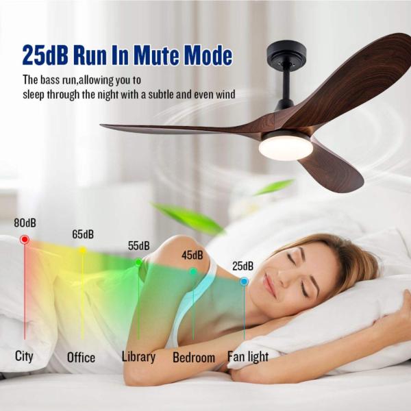 Fábrica mayorista Fan de techo modelo 666 52 pulgadas para sala de estar de madera maciza cuchilla BLDC motor de nuez Fan de techo con luz