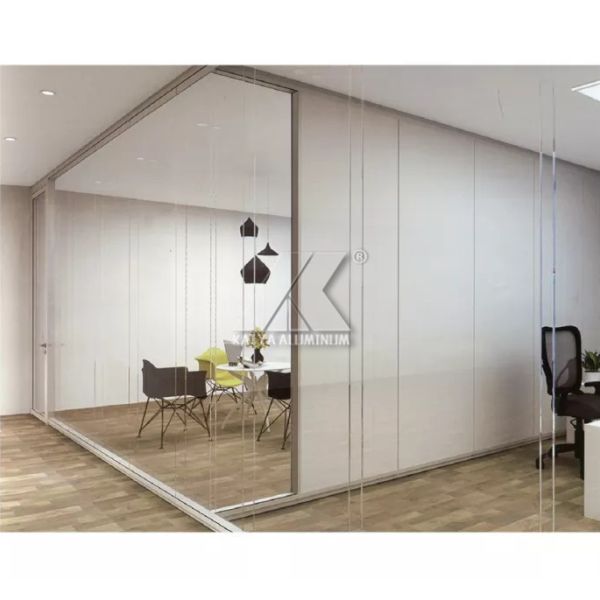 Fire Proof 6061 Aluminum Alloy Profile Commercial Glass Partition For Office Building