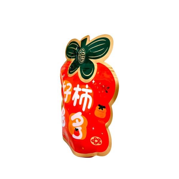 Persimmon Shape Orange Color Eco Friendly Stand Up Pouches Zipper Top Bags With Clear Window For Food