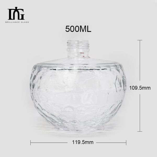 Glass Whiskey Decanter Set 500ml Capacity Golf Ball Shape Design for Alcohol Drinking