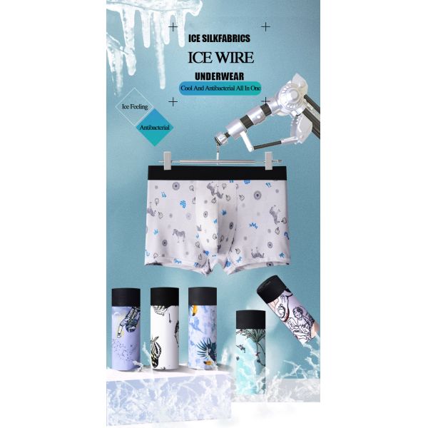 Cotton Breathable Mens Boxer Briefs Underwear Polyester Fabric Panties