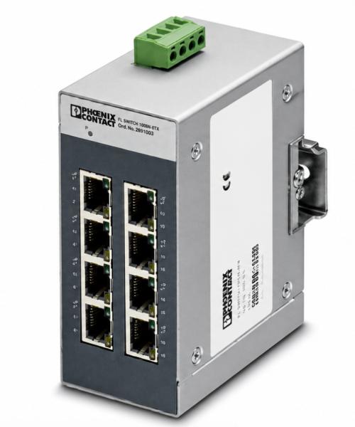 Phoenix Contact FL SWITCH SFNB 8TX 2891002 Compact Industrial Network Switch, 8 RJ45 Fast Ethernet Ports