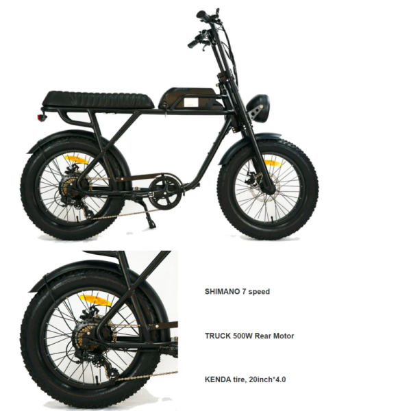 Max Load 120 KGS 2024 Adult Fat Wheel Full Suspension Electric Bike MT01 Retro Style Moped