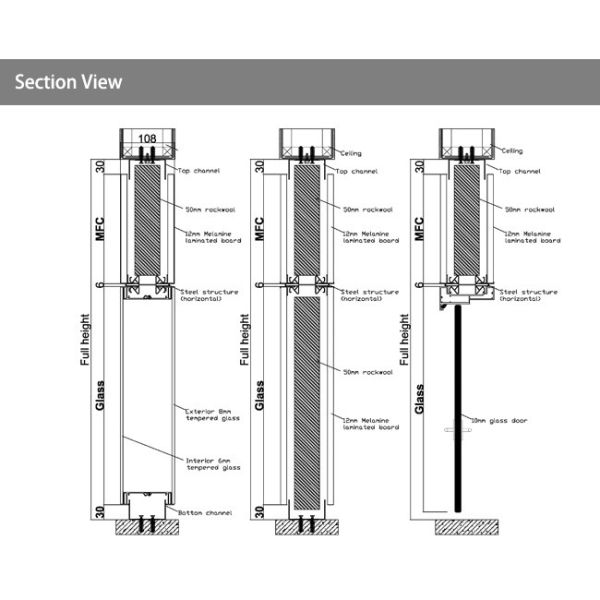 Коммерческие офисные перегородки из алюминиевого стекла Акустические двери с двойной перегородкой