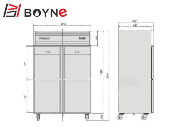 4 compresseur droit d'Ouchscreen Embraco de boulangerie de réfrigérateur commercial de porte 400x600