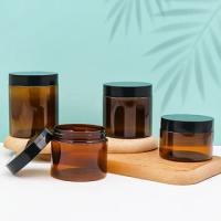 Frascos de plástico para armazenamento de alimentos 30g 50g 100g 120g 150g 200g 250g 300g 400g 500g 1000g de âmbar com tampa