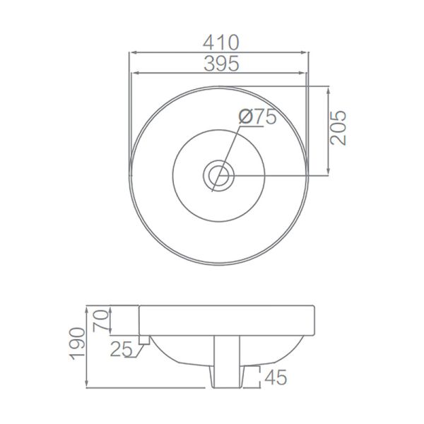 Круг таза 410x190mm СТРЕЛКИ AP4305 встречный верхний без переполнения