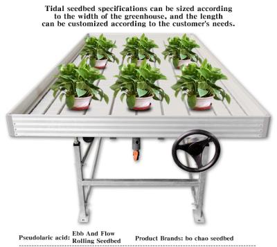 Silver Height Adjustable Fixed Greenhouse Rolling Tables with Clip on Bench Side Profile