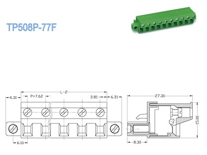 Соорудите 7.62mm одноуровенные женские затыкают внутри разъем 300V 18A терминального блока, 2P - 12P