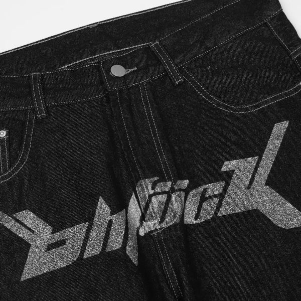                  2023 Hot Selling Jeans High Streetwear Flared Jeans Men Fashion Hip-Hop Loose Straight Pants             