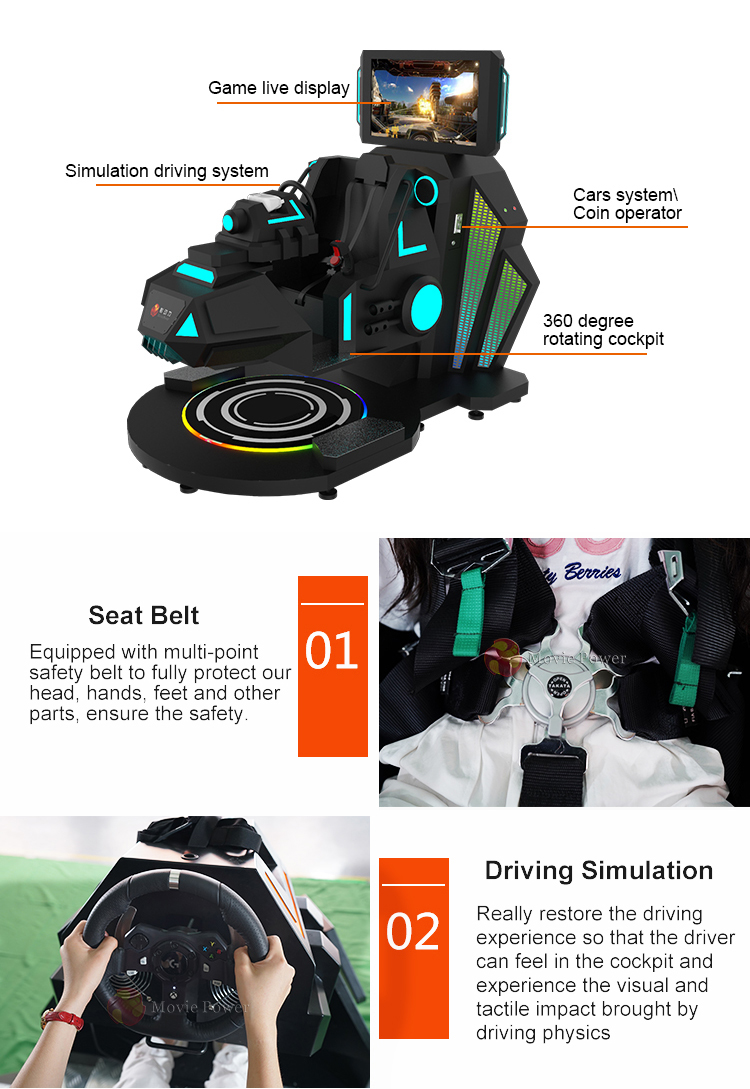 Игра гонок автомобиля имитатора крутого кино электрическая 9D VR дизайна 9D VR