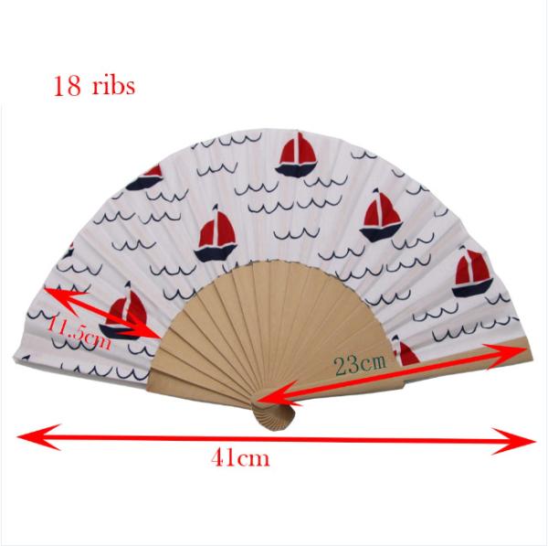 Technique Painted Wood Hand Fan Customized Design for Gift Museum Souvenir White Color
