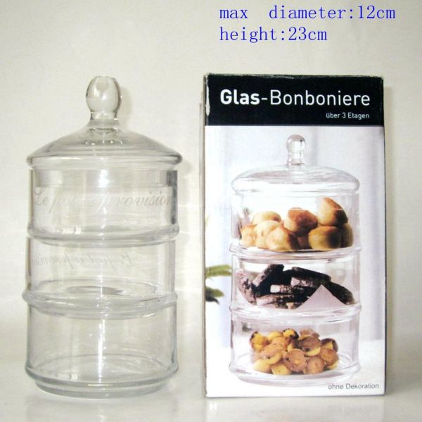 Handblown опарникы хранения 3 слоев Stackable с крышками