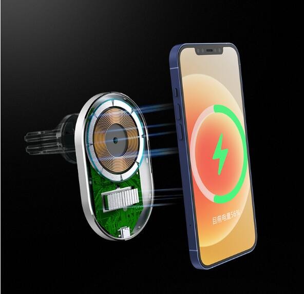15W Aluminium Type-C PD Qi Magnetic Wireless Car Charger