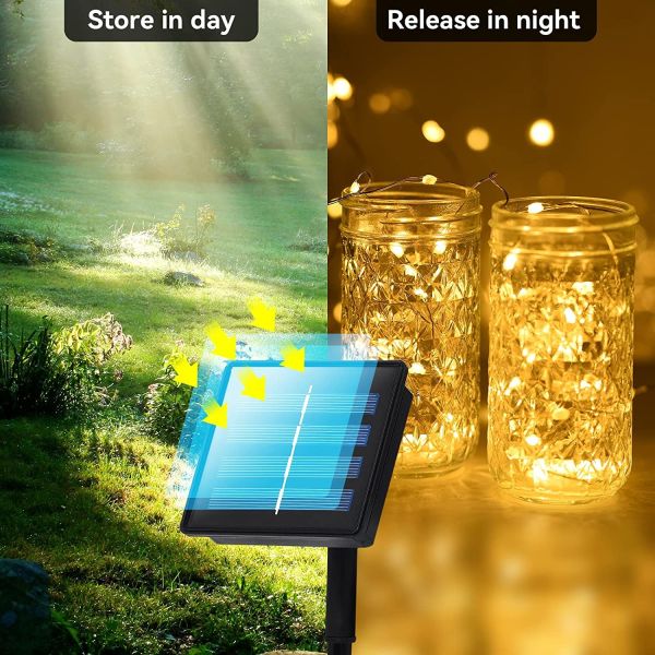 300MAH IP 44 Solar Copper Wire Lights For Wedding Christmas Tree Decorations