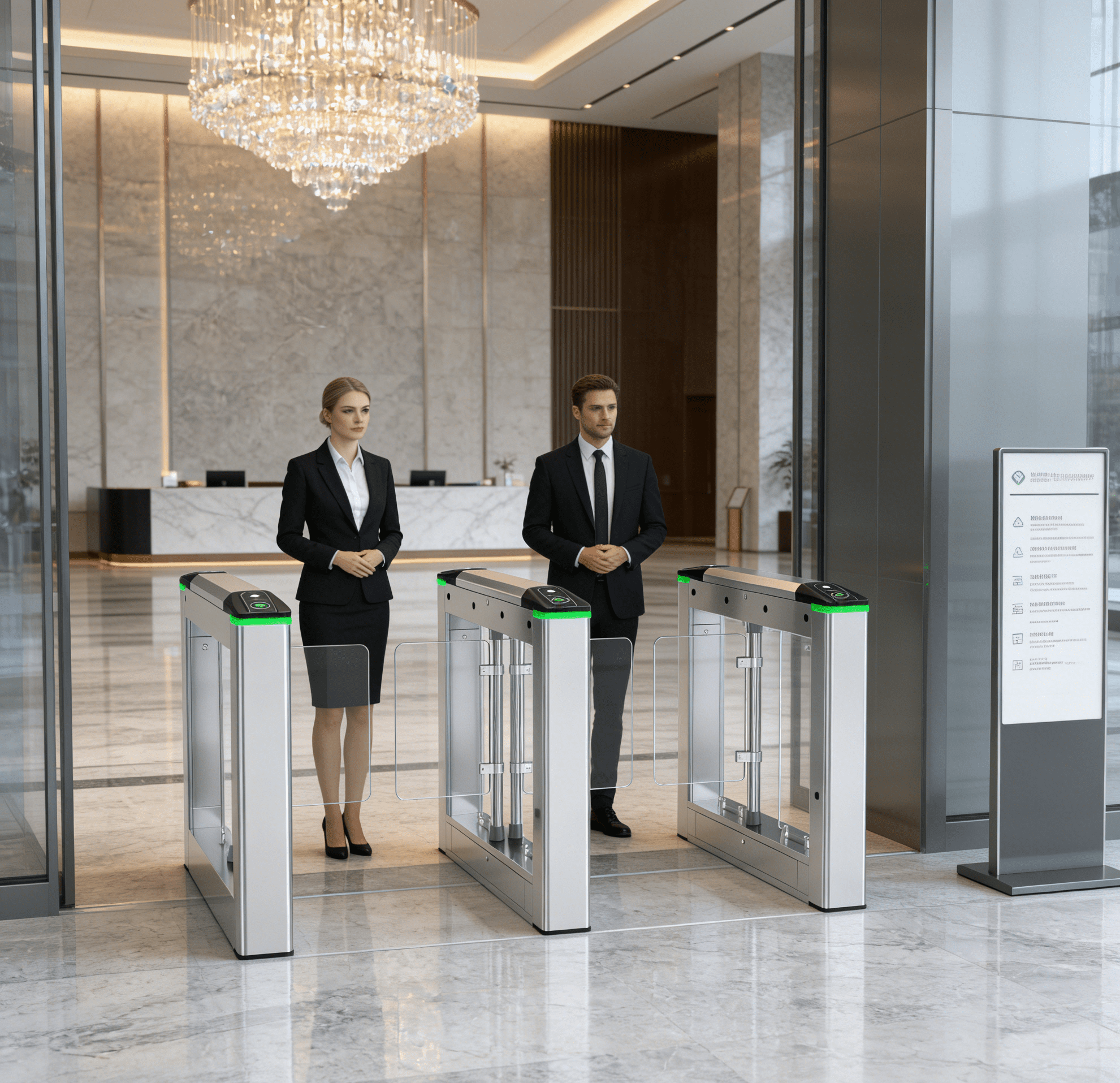 Automatic SUS304 Stainless Steel Swing Barrier Turnstile with Bi-Directional Arm Turning and Anti-Tailgating Access Control