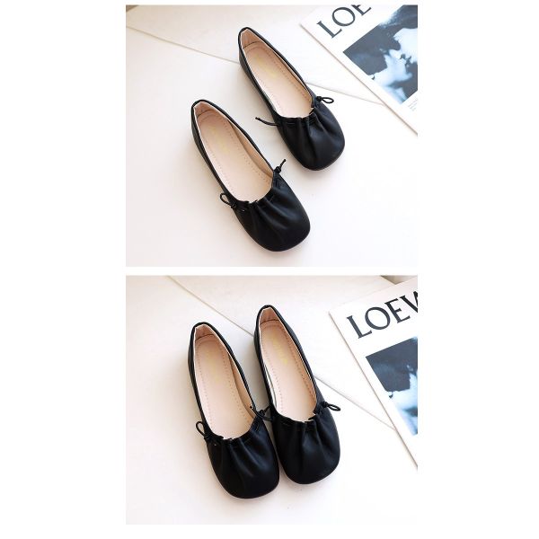 Solid Color Soft Ballet Flat Shoes , Women's White Square Toe Crinkled Rubber Flat Shoes