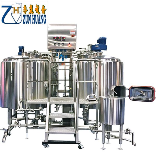 SUS304 / Red Copper Brewhouse Equipment , 3 Vessel Beer Factory Equipment