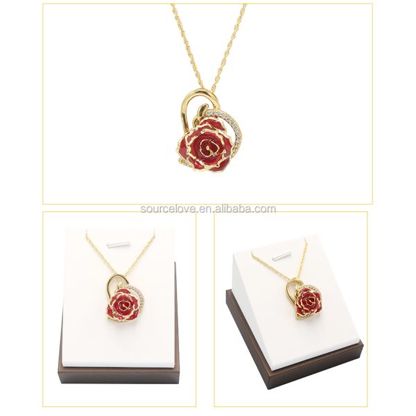 24K Gold Dipped  Rose Necklaced/Gold Plated Natural Rose Necklace for Mother's Day and Christmas    Gift