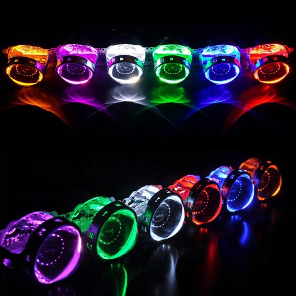 White Yellow Color RGB Angel Eye Ring HID LED Motorcycle Light