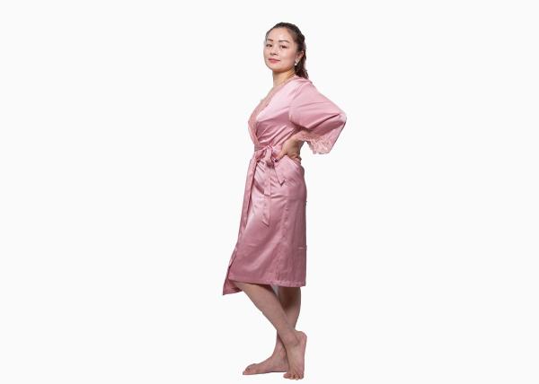 Pink Color Home Ladies Satin Pyjamas Night Dresses Sleepwear Two Pcs Design