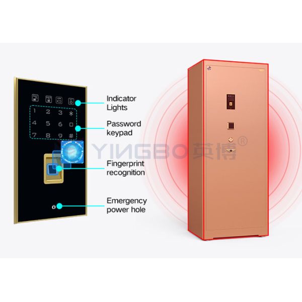 H1280mm huella digital biométrica caja de seguridad comercial 10mm espesor de la puerta y cerraduras sólidas de patente