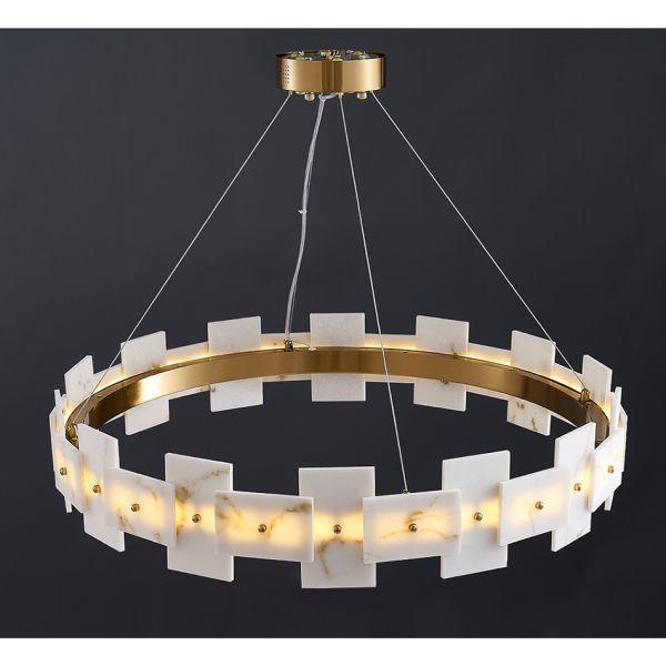 Led Creative Chandelier For Living Room White Ring Marble Chandelier(WH-MI-318)