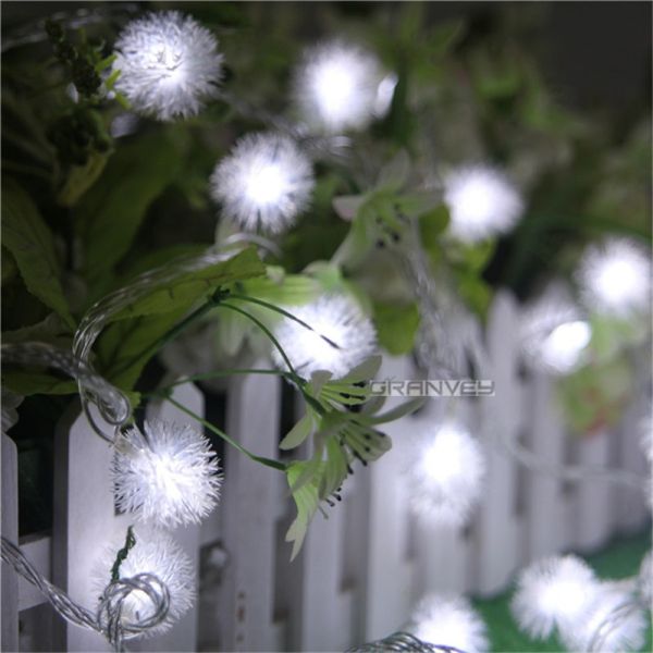 20 LED Furry Ball Solar LED Christmas Lights Colorful IP65 Xmas Decoration